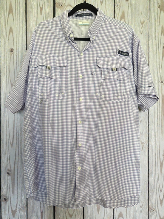 Columbia Other - Columbia PFG Super Bahama Fishing Shirt Men’s Large Purple Plaid Omni-Shade